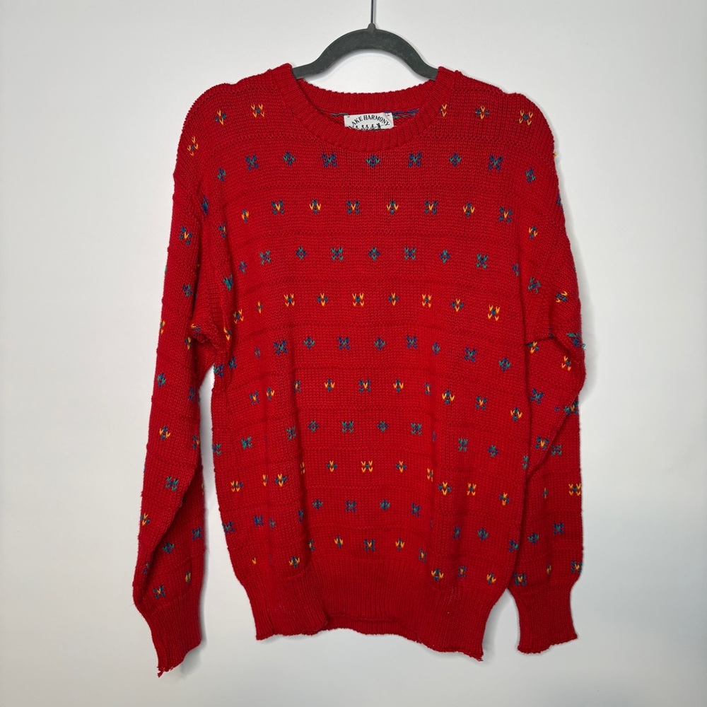 Vintage Lake Harmony Rowing Club Knit Crewneck Sweater Size Medium USA Made